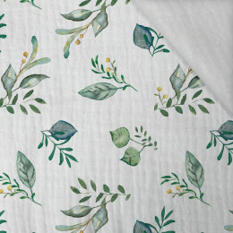 GREEN HERBARIUM / white - Cotton muslin