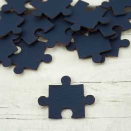 Leatherette label Puzzle -  dark blue