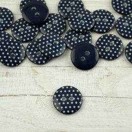 Plastic button with dots middle - navy