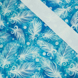 50cm WHITE FEATHERS / blue - swimsuit lycra