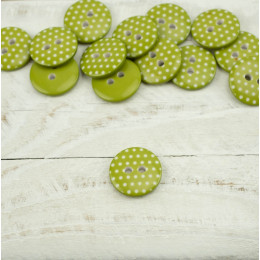 Plastic button with dots middle - olive