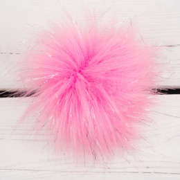Eco fur pompom 12 cm - pink neon