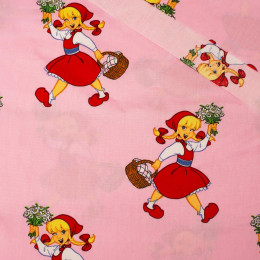 RED RIDING HOOD / pink - Cotton woven fabric