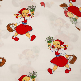 RED RIDING HOOD / white - Cotton woven fabric