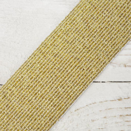 Elastic flat with a metalic thread white 40mm -  gold