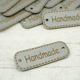 Leatherette label Handmade - silver