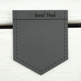 Big pocket from leatherette V-neck "Hand Made" -  graphite