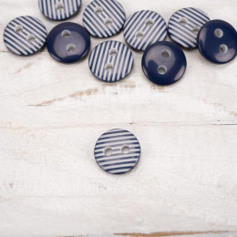 Plastic button with stripes small - navy