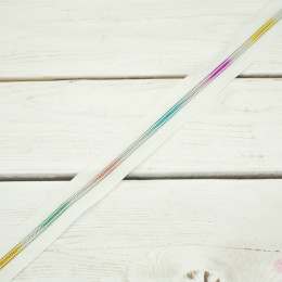 Zipper tape decorative 5mm - white / rainbow