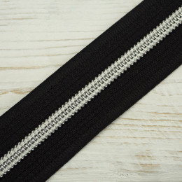 Zipper tape decorative 5mm - black / silver