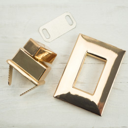 Turn clasp / gold rectangular - set