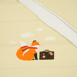 FOX THE TRAVELLER (foxes on the journey) / sand - panel single jersey TE210