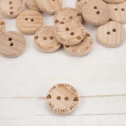  Wooden button " For sweet girl " - small