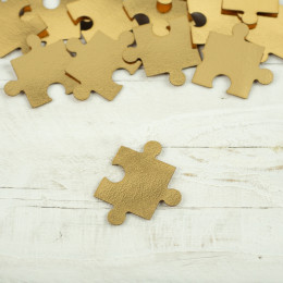 Leatherette label Puzzle - gold