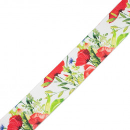 Woven printed elastic band - POPPIES PAT. 2 (IN THE MEADOW) / Choice of sizes