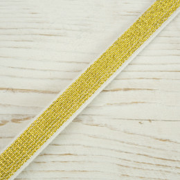 Elastic flat with a metalic thread WHITE 10 mm - gold