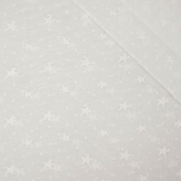 STARS / white - Embroidered cotton fabric