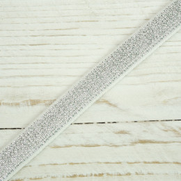Elastic flat with a metalic thread WHITE 10 mm -  silver