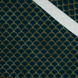 GOLDEN FISH SCALES pat. 2 (GOLDEN OCEAN) / dark blue - looped knit fabric