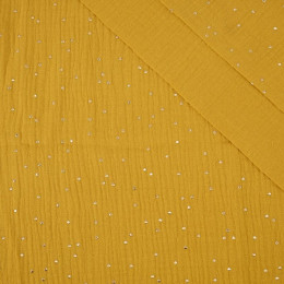 GOLDEN DOTS / mustard - Cotton muslin