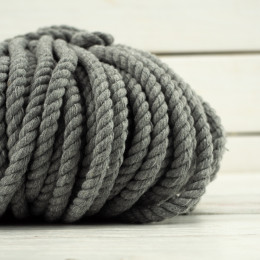Twisted cotton cord 8 mm -  grey