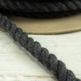 Twisted cotton cord 8 mm - dark grey