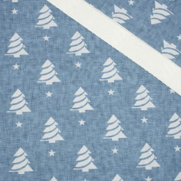 CHRISTMAS TREES WITH STARS / ACID WASH - blue - looped knit 