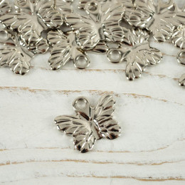 Metal pendant butterfly 18 x 15 mm - silver