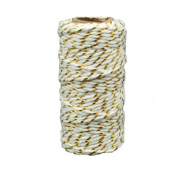 Twisted cotton cord with lurex 1.5 mm - gold - spool 17m