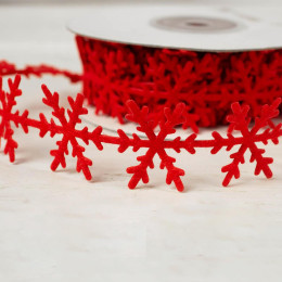 Felt ribbon snowflakes 25 mm - red