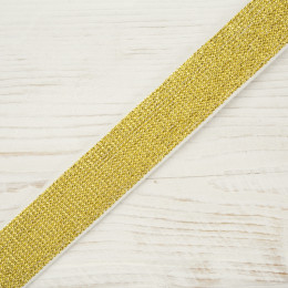 Elastic flat with a metalic thread WHITE 20 mm - gold