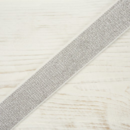Elastic flat with a metalic thread WHITE 20 mm -  silver