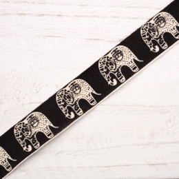 Cotton tape with elephants -15mm