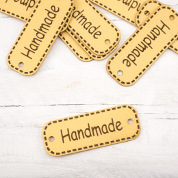 Leatherette label Handmade - sand