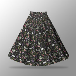 PASTEL FLOWERS / black -  skirt panel "MAXI"
