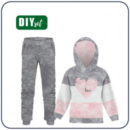 Children's tracksuit (OSLO) - ALL YOU NEED IS LOVE / STRIPES - looped knit fabric 