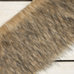 SAND / GREY - Faux fur trim 15cm x 150cm 