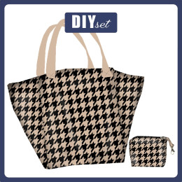 XL bag with in-bag pouch 2 in 1 - BLACK HOUNDSTOOTH / BEIGE - sewing set