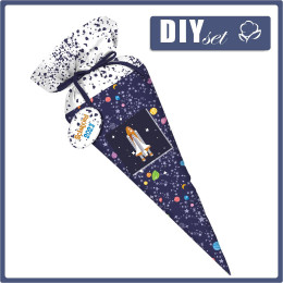 First Grade Candy Cone - PLANETS AND STARS ( GALAXY ) / dark blue - sewing set