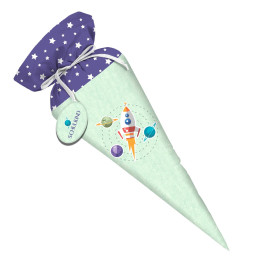 First Grade Candy Cone - ROCKET AND PLANETS (SPACE EXPEDITION) / ACID WASH MINT - sewing set