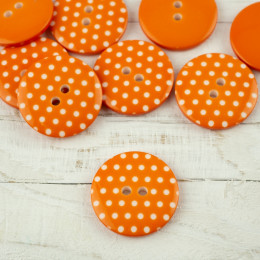 Plastic button with dots big - orange