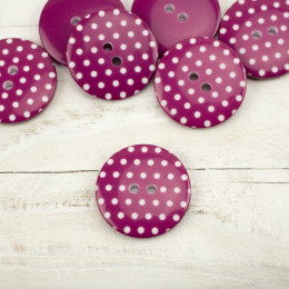 Plastic button with dots big - purple 