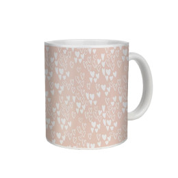MUG WITH PRINT - HEARTS BUBBLES / LIGHT PINK (BIRDS IN LOVE)