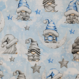 GNOMES / GRAY-BLUE - Cotton woven fabric