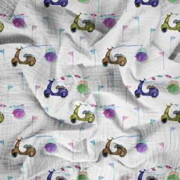 SCOOTERS (COLORFUL TRANSPORT) - Cotton muslin
