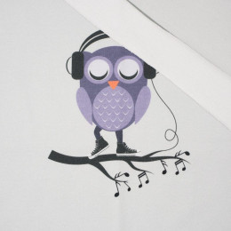 OWL WITH HEADPHONES / grey - panel looped knit 
