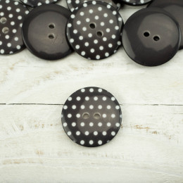 Plastic button with dots big - grey