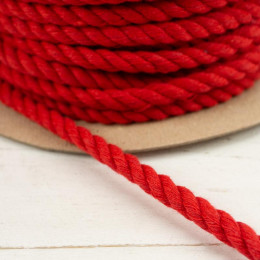 Twisted cotton cord 8 mm - red