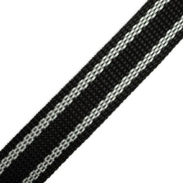 Webbing tape 20mm - white stripes - black