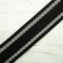 Webbing tape 25mm - white stripes - black